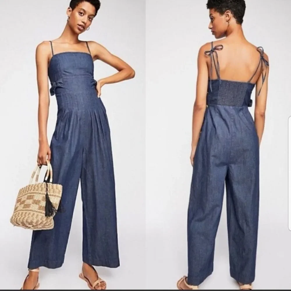 Free people Brittany Denim Jumpsuit